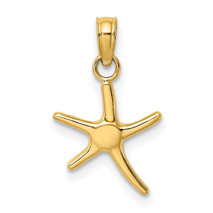 10K Yellow Gold Polished Mini Dancing Starfish W/ Bail Charm
