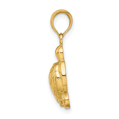 10K Yellow Gold 10K 2-D Textured Sea Turtle Charm