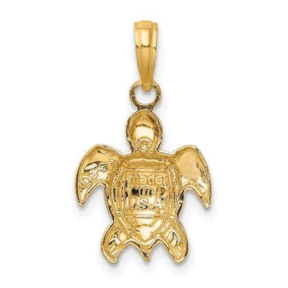 10K Yellow Gold 10K 2-D Textured Sea Turtle Charm