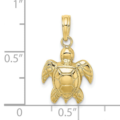 10K Yellow Gold 10K 2-D Textured Sea Turtle Charm