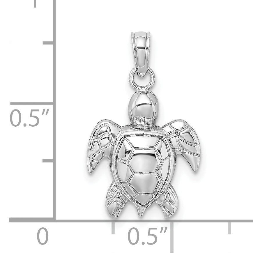 10K White Gold 10K 2-D Textured Sea Turtle Charm