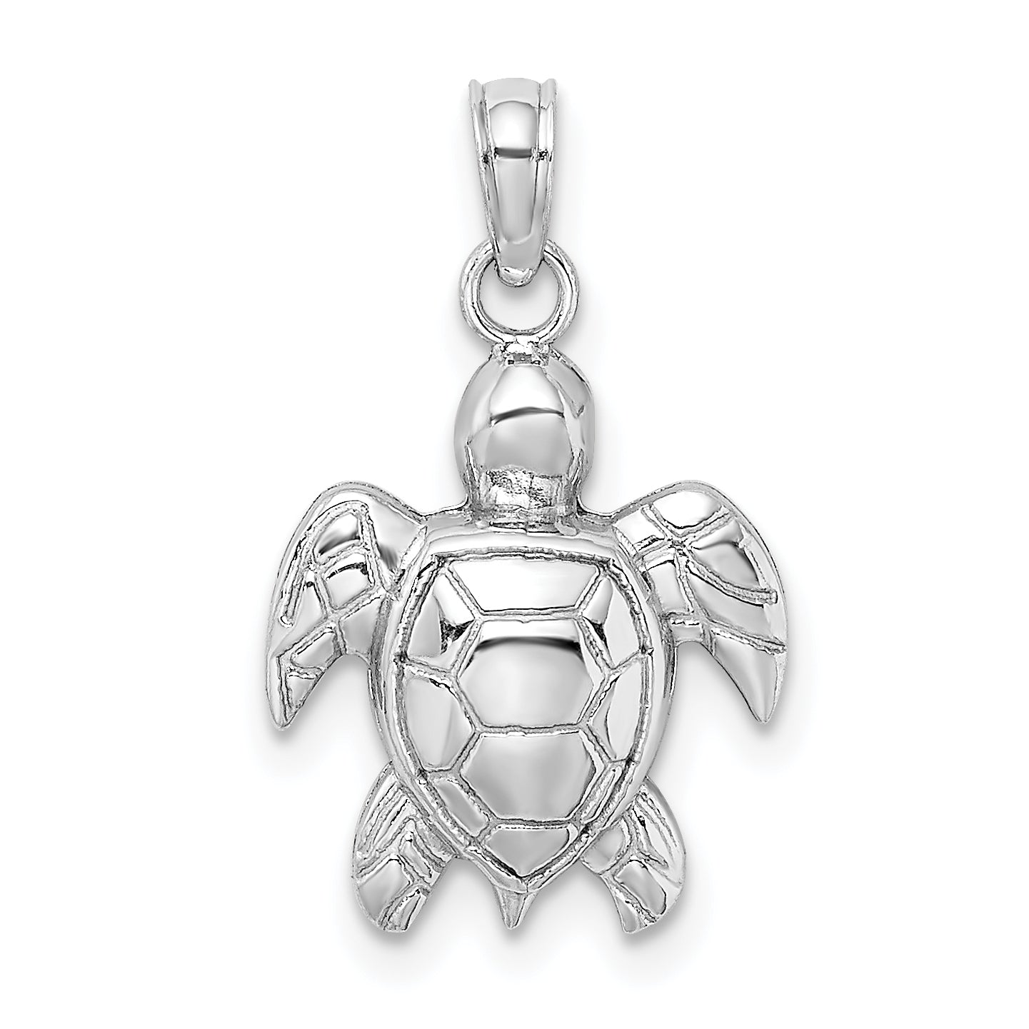 10K White Gold 10K 2-D Textured Sea Turtle Charm