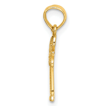 10K Yellow Gold 10K Textured Mini Palmetto Palm Tree Charm