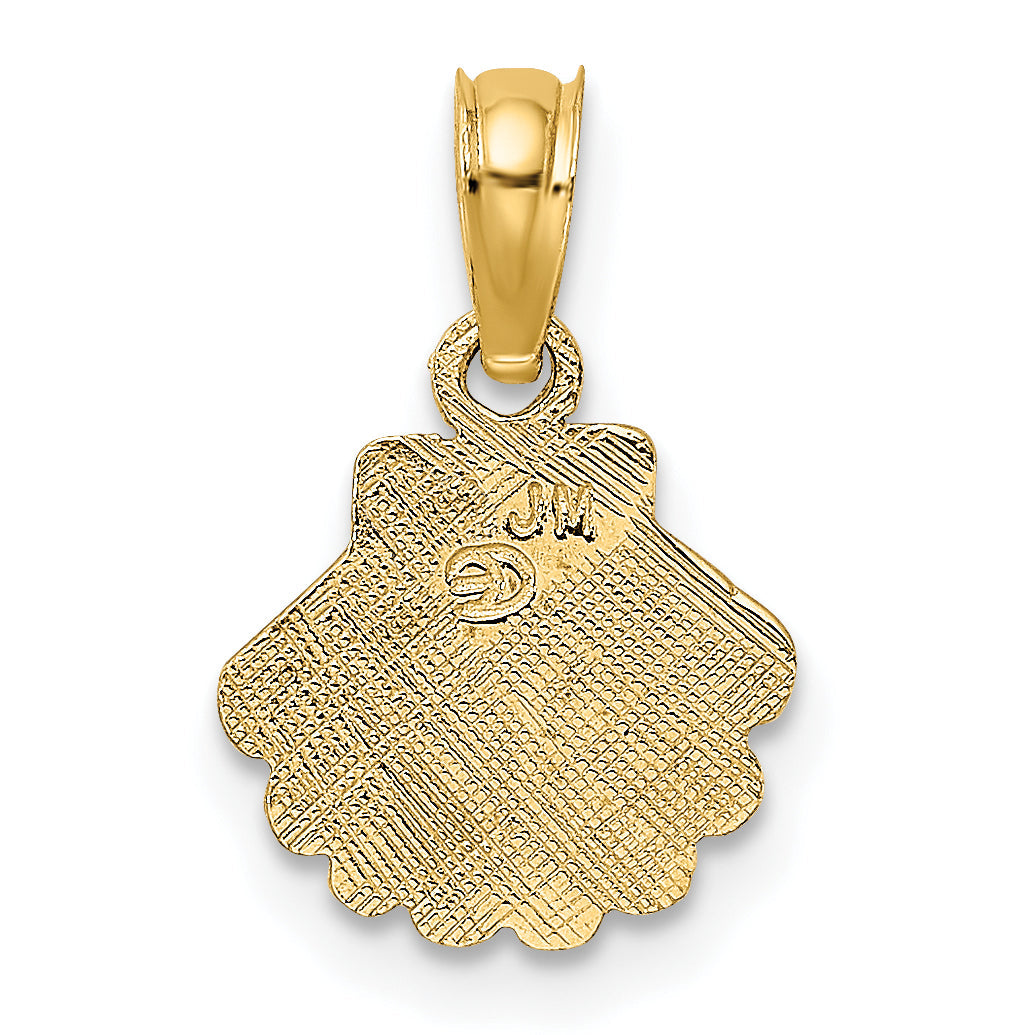 10K Yellow Gold 10K Polished And Engraved Shell Charm
