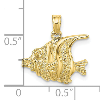 10K Yellow Gold 10K Polished Engraved Fish Charm