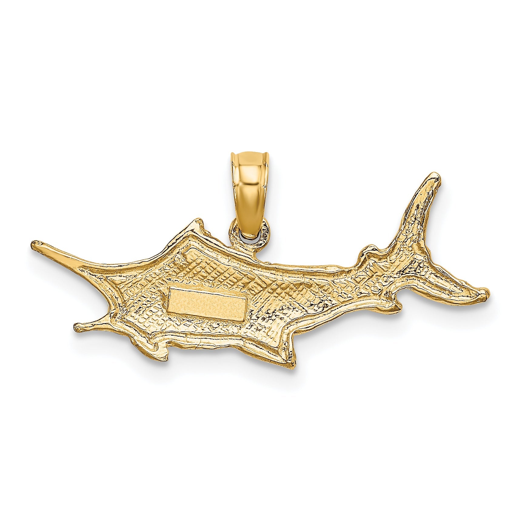 10K Yellow Gold 10K Textured 2-D Marlin Fish Charm
