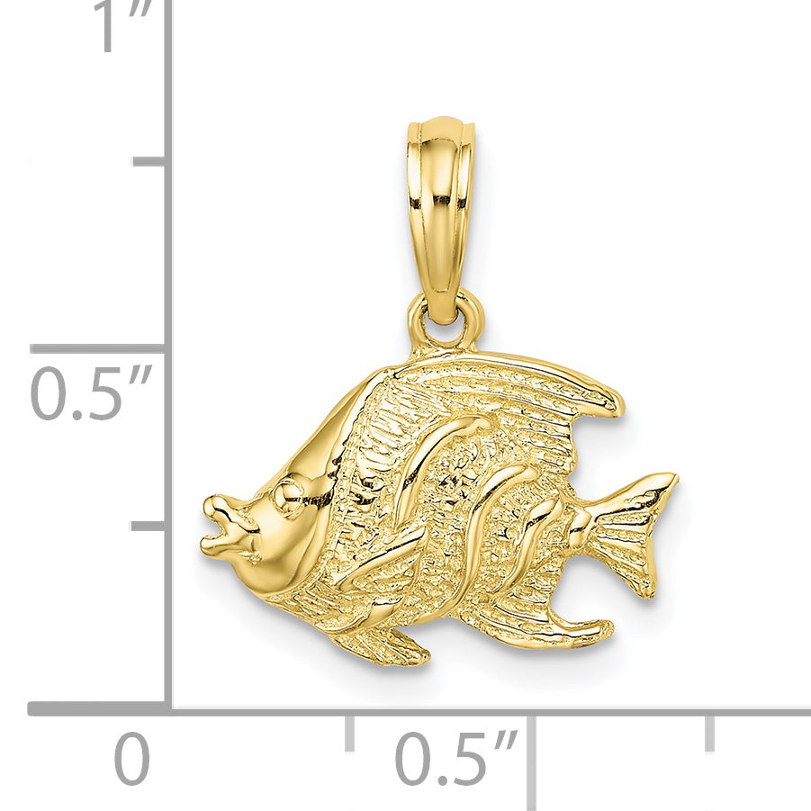 10K Yellow Gold 10K Polished Textured Fish Charm