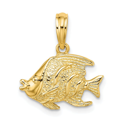 10K Yellow Gold 10K Polished Textured Fish Charm