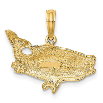 10K Yellow Gold 10K 2-D Bass Fish W/ Tail Up Charm