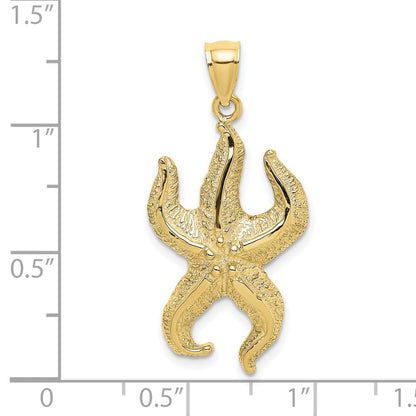 10K Yellow Gold 10K Textured Starfish Charm