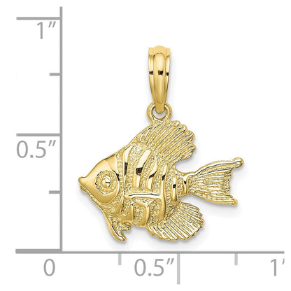 10K Yellow Gold 10K Polished Engraved Fish Charm