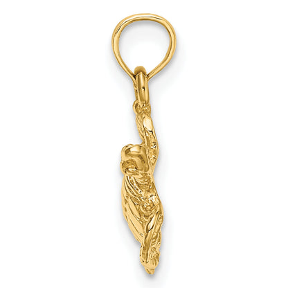 10K Yellow Gold 10K Textured Sea Turtle Charm