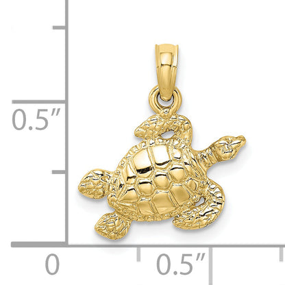 10K Yellow Gold 10K Textured Sea Turtle Charm