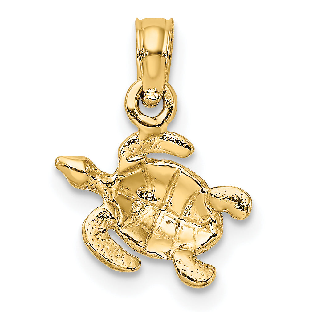 10K Yellow Gold 10K Textured Sea Turtle Charm
