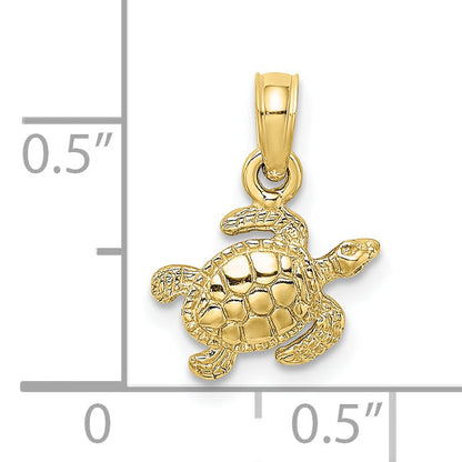 10K Yellow Gold 10K Textured Sea Turtle Charm