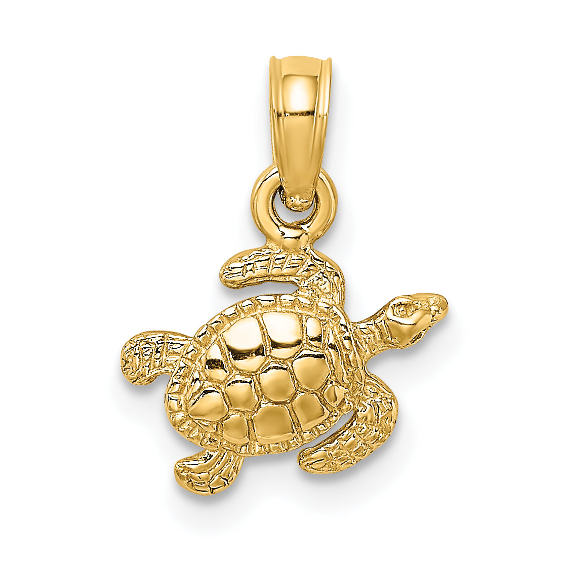 10K Yellow Gold 10K Textured Sea Turtle Charm