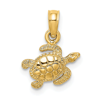 10K Yellow Gold 10K Textured Sea Turtle Charm