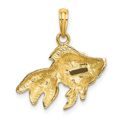 10K Yellow Gold Textured Angel Fish Charm