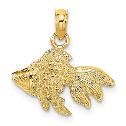 10K Yellow Gold 10K 2-D Textured Fish Charm