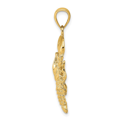 10K Yellow Gold 10K 2-D Textured Maine Lobster Charm
