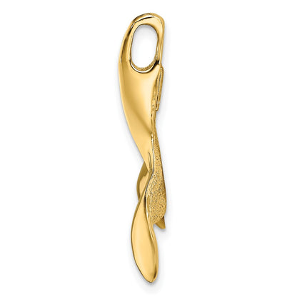 10K Yellow Gold 10K 3-D Polished/Textured Whale Tail Charm
