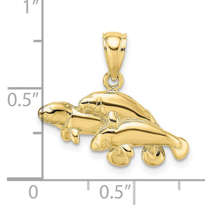 10K Yellow Gold 10K Polished Triple Manatee Charm