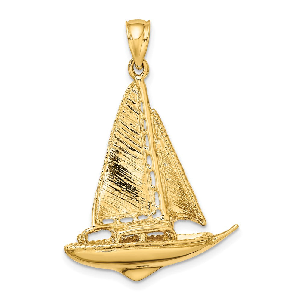 10K Yellow Gold 10K 3-D Polished Sailboat Charm