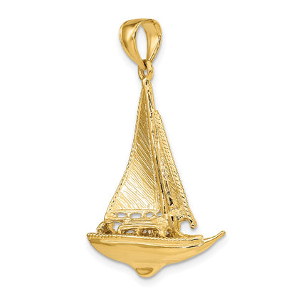 10K Yellow Gold 10K 3-D Polished Sailboat Charm