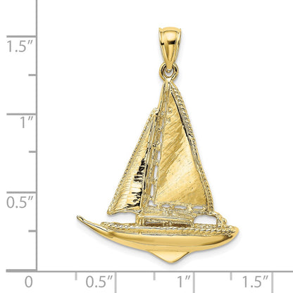10K Yellow Gold 10K 3-D Polished Sailboat Charm
