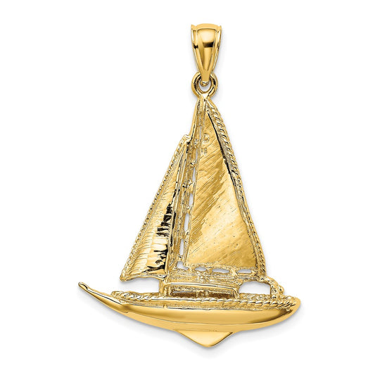 10K Yellow Gold 10K 3-D Polished Sailboat Charm