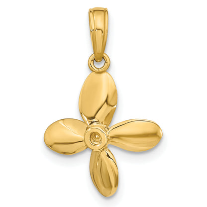 10K Yellow Gold 10K 3-D W/ 4 Blades Propeller Charm