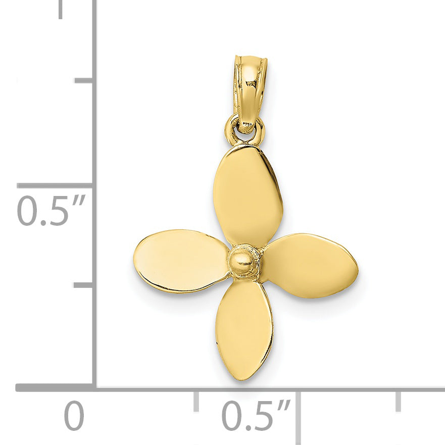 10K Yellow Gold 10K 3-D W/ 4 Blades Propeller Charm