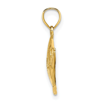 10K Yellow Gold 10K 2-D Polished Textured Fish Charm