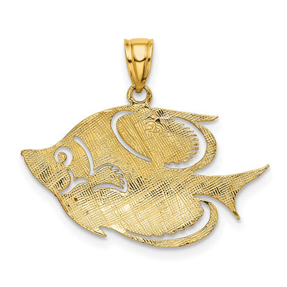 10K Yellow Gold 10K 2-D Polished Textured Fish Charm