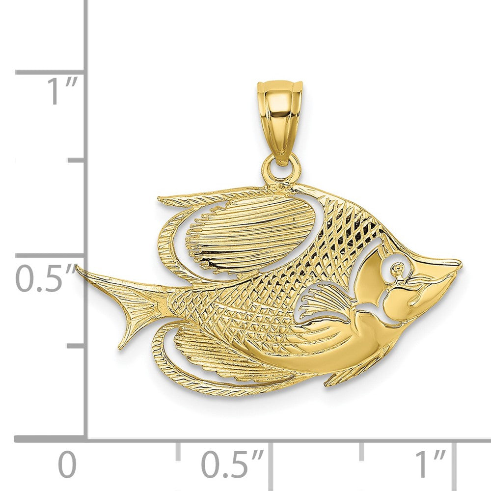 10K Yellow Gold 10K 2-D Polished Textured Fish Charm