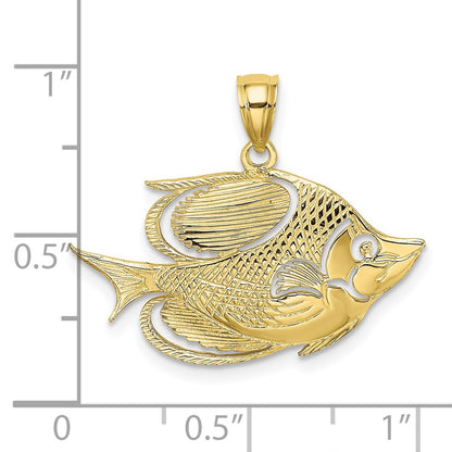10K Yellow Gold 10K 2-D Polished Textured Fish Charm