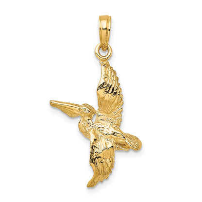 10K Yellow Gold 10K 3-D Pelican Flying Charm