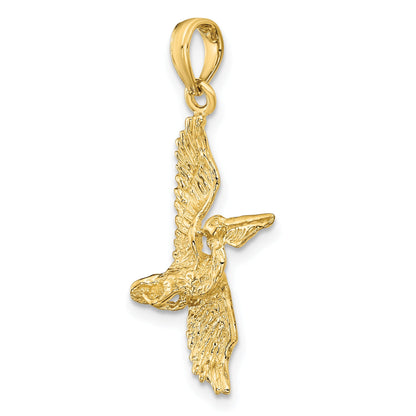 10K Yellow Gold 10K 3-D Pelican Flying Charm