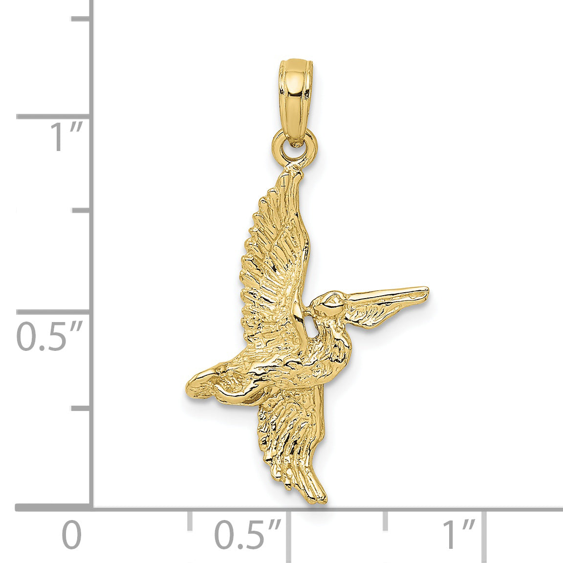 10K Yellow Gold 10K 3-D Pelican Flying Charm
