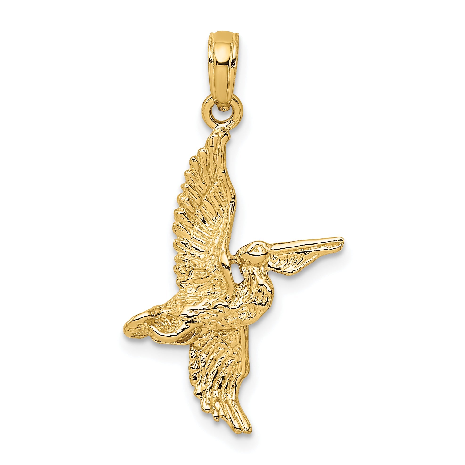 10K Yellow Gold 10K 3-D Pelican Flying Charm