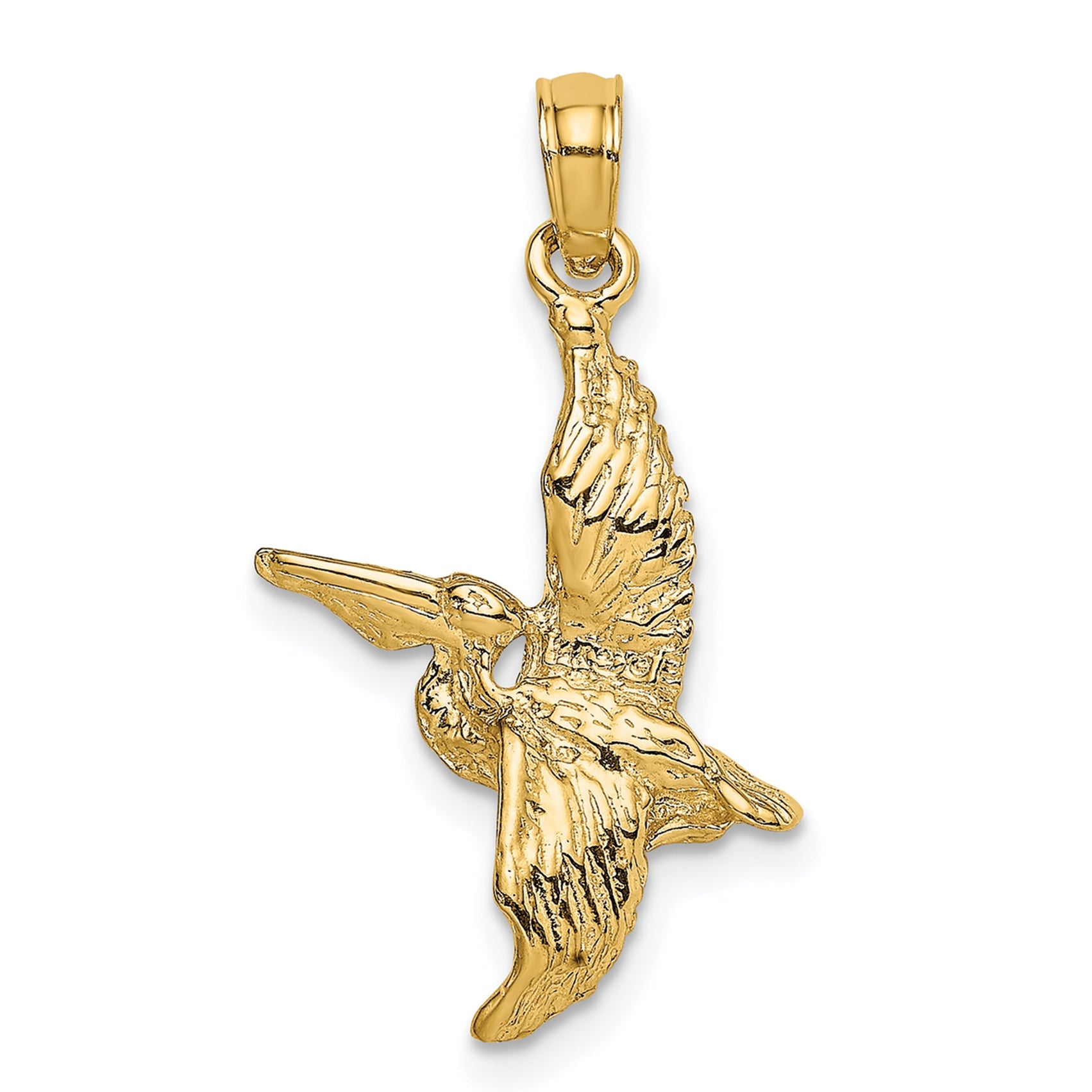 10K Yellow Gold 10K 3-D Pelican Flying Charm