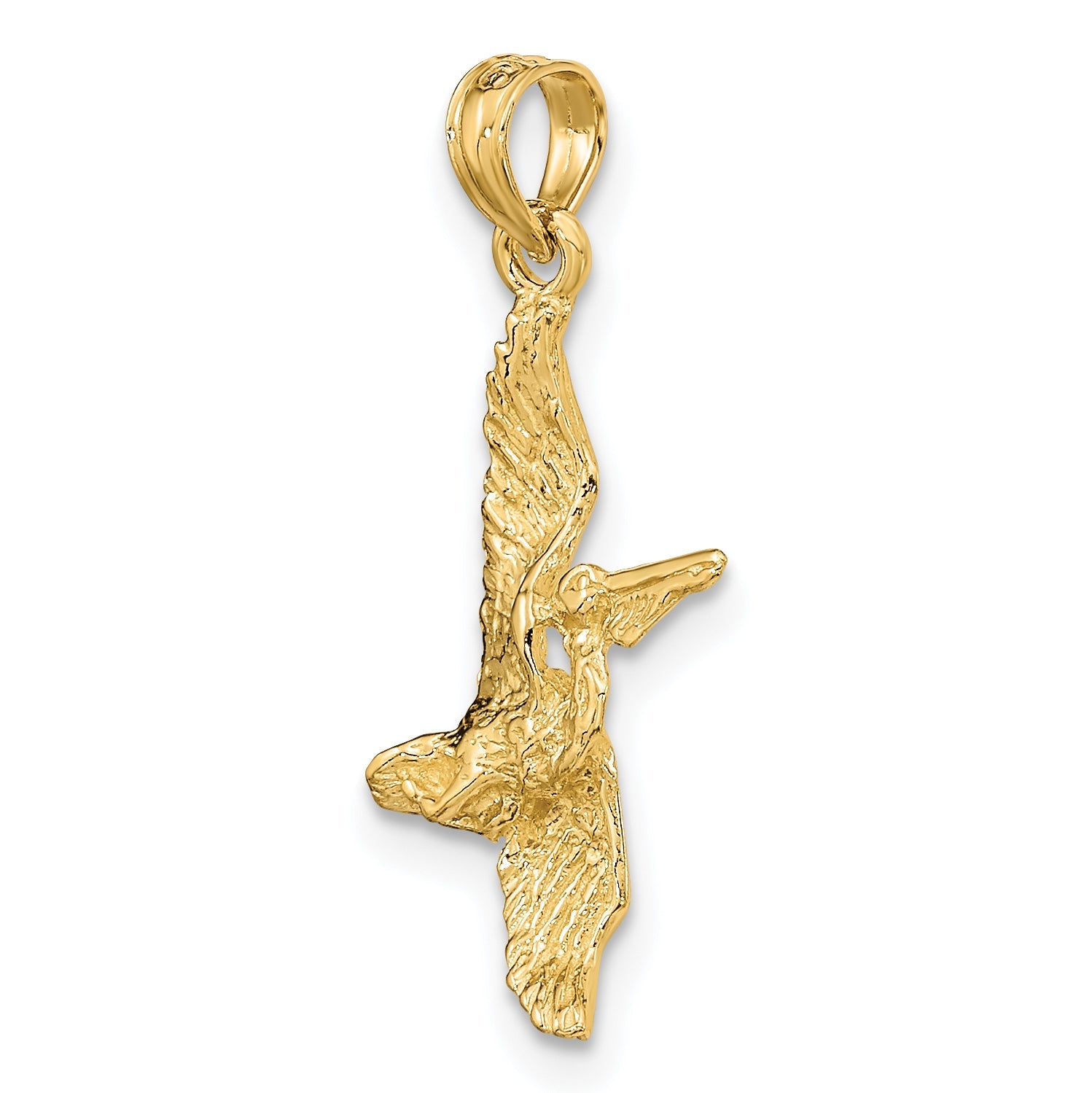 10K Yellow Gold 10K 3-D Pelican Flying Charm