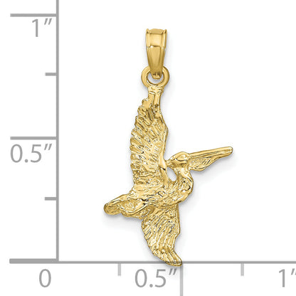 10K Yellow Gold 10K 3-D Pelican Flying Charm