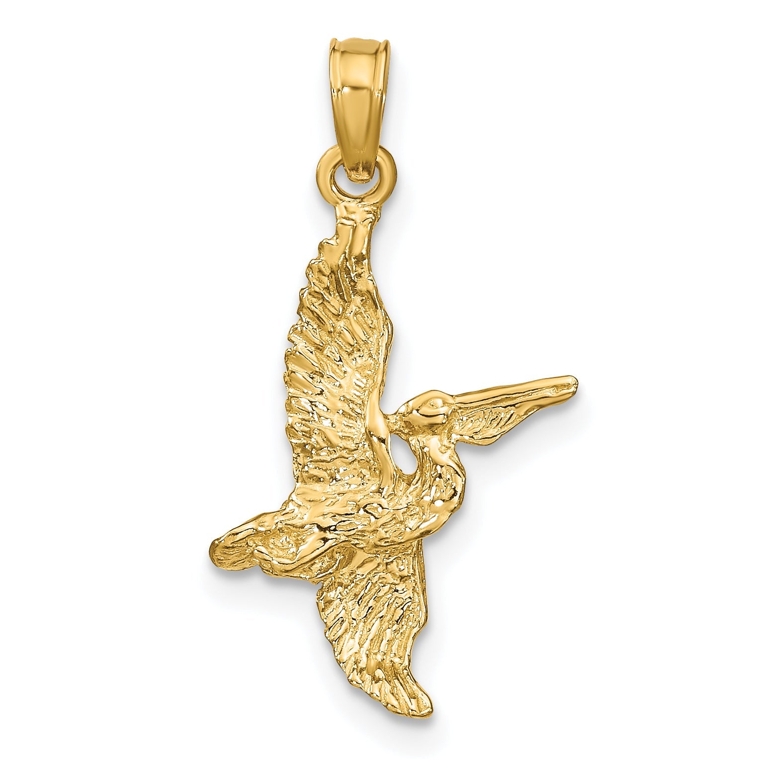 10K Yellow Gold 10K 3-D Pelican Flying Charm