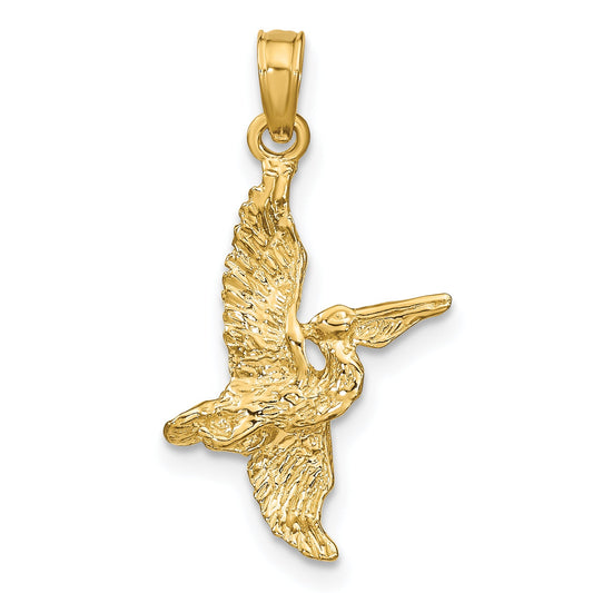 10K Yellow Gold 10K 3-D Pelican Flying Charm