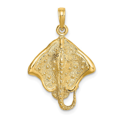 10K Yellow Gold 10K Stingray W/ Polished Edge Charm