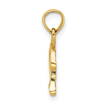 10K Yellow Gold 10K Textured Mini Dolphin Jumping Charm
