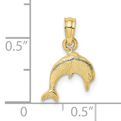 10K Yellow Gold 10K Textured Mini Dolphin Jumping Charm