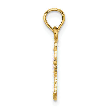 10K Yellow Gold 10K Texture Mini Double Palm Trees Charm