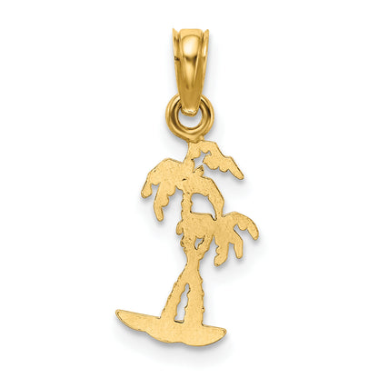 10K Yellow Gold 10K Texture Mini Double Palm Trees Charm